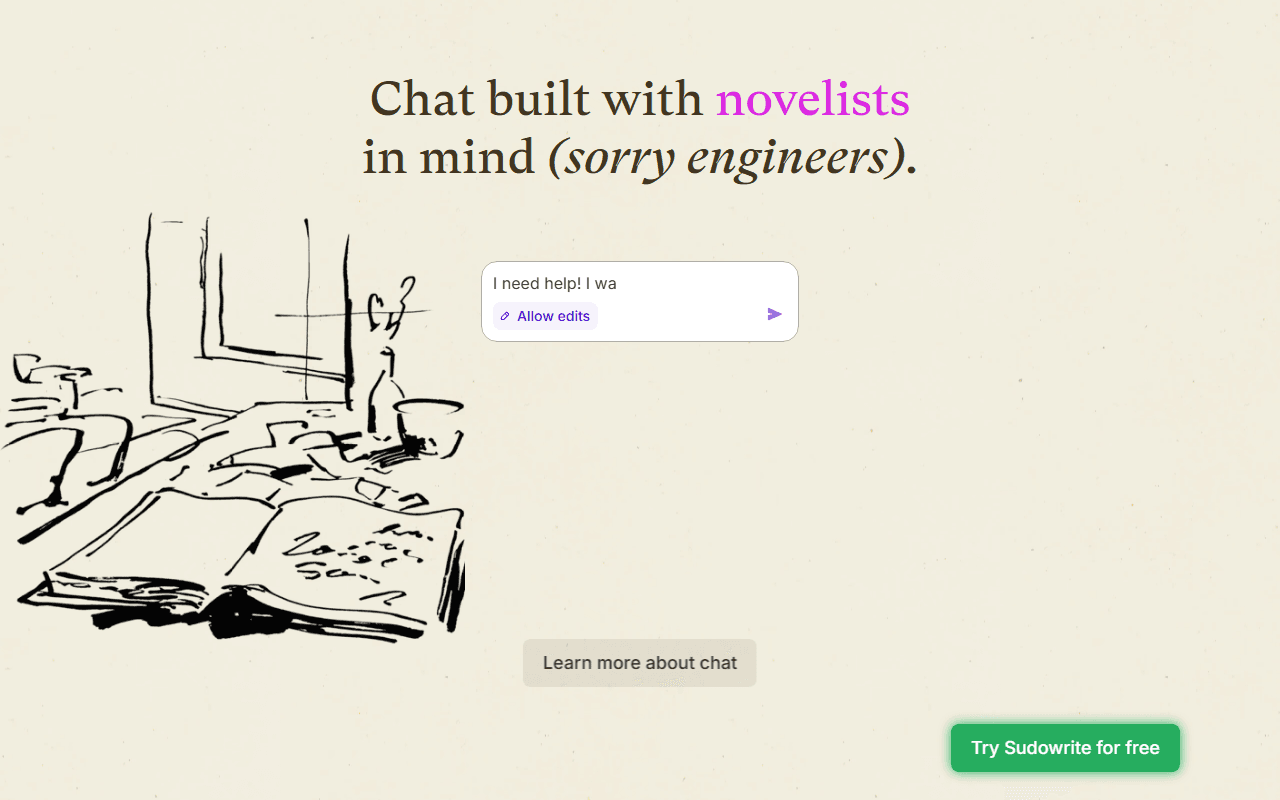 Chat built with novelists in mind
